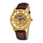 Sthrling Original Mens Gold-tone Dial Croc-look Strap Skeleton Automatic Watch