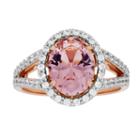 Womens 18k Rose Gold Over Silver Simulated Morganite Cocktail Ring