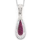 Raspberry & White Crystal Teardrop Pendant Necklace