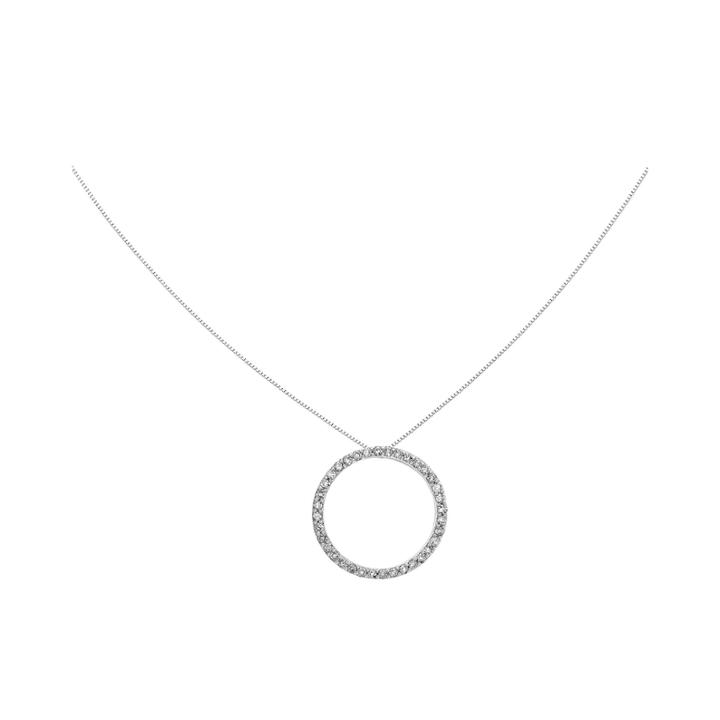 3/4 Ct. T.w. Diamond 14k White Gold Circle Pendant Necklace