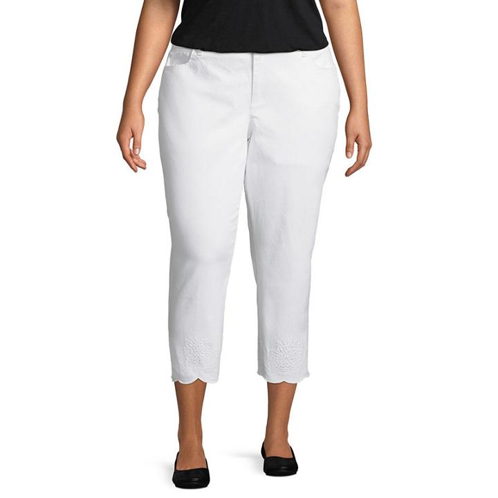 Liz Claiborne Scallop Edge Crop Jean- Plus