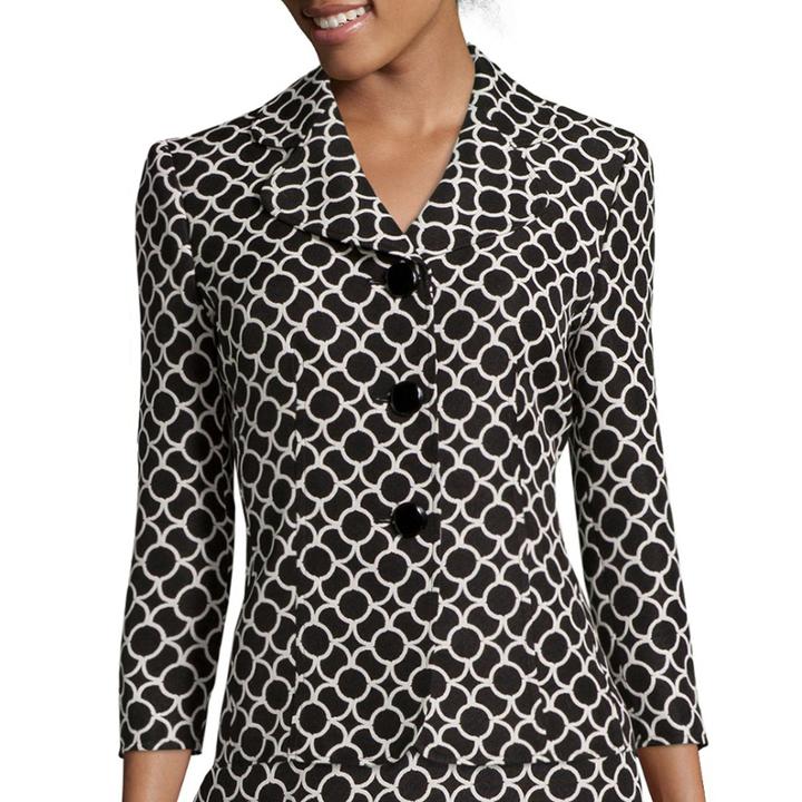 Black Label By Evan-picone 3/4-sleeve Geo-print Jacket