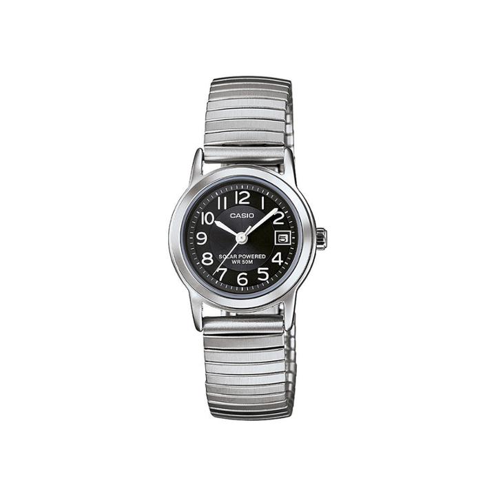 Casio Womens Black Dial Stainless Steel Expansion Solar Watch Ltps100e-1bv