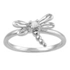 Womens Diamond Accent Sterling Silver Dragonfly Ring