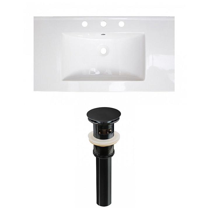 36.75-in. W 3h4-in. Ceramic Top Set In White Color- Overflow Drain Incl.