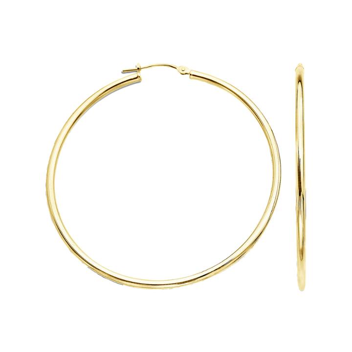 14k Gold 30mm Round Hoop Earrings