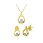 1/10 Ct. T.w. Diamond 10k Yellow Gold Earrings And Pendant Necklace Set