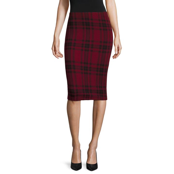 By & By Textured-knit Plaid Pencil Skirt - Juniors