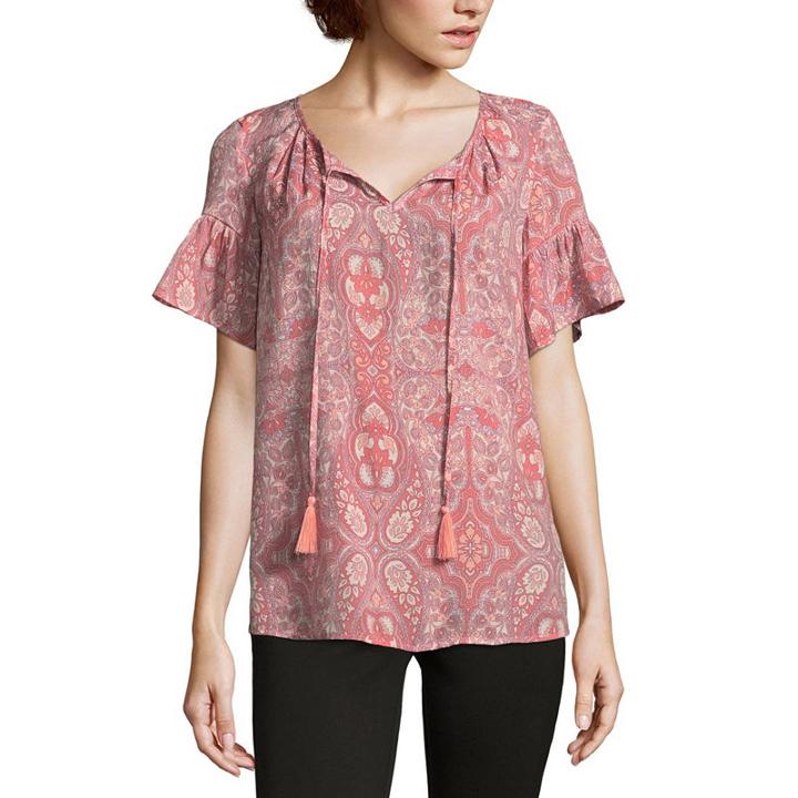 Como Blu Ruffle Sleeve Woven Blouse
