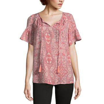 Como Blu Ruffle Sleeve Woven Blouse