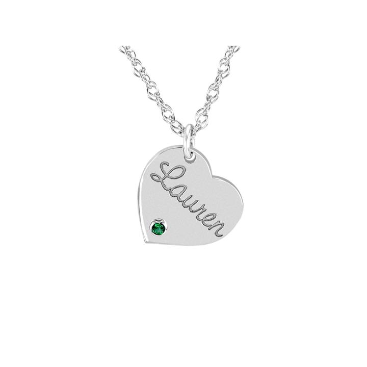 Personalized Birthstone Name Heart Pendant Necklace