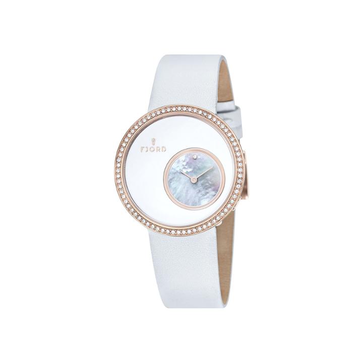 Fjord Womens White Rose Helga Strap Watch