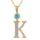 K Womens Genuine Blue Topaz 14k Gold Over Silver Pendant Necklace