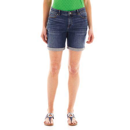 Liz Claiborne Denim Bermuda Shorts - Tall