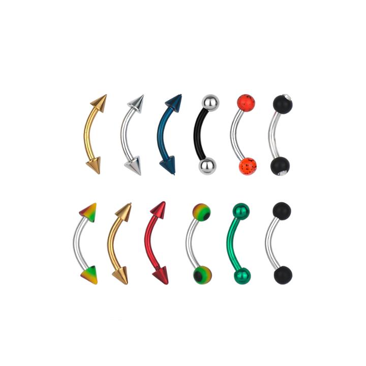 Stainless Steel 316l 12-pc 16 Ga. Eyebrow Ring Set