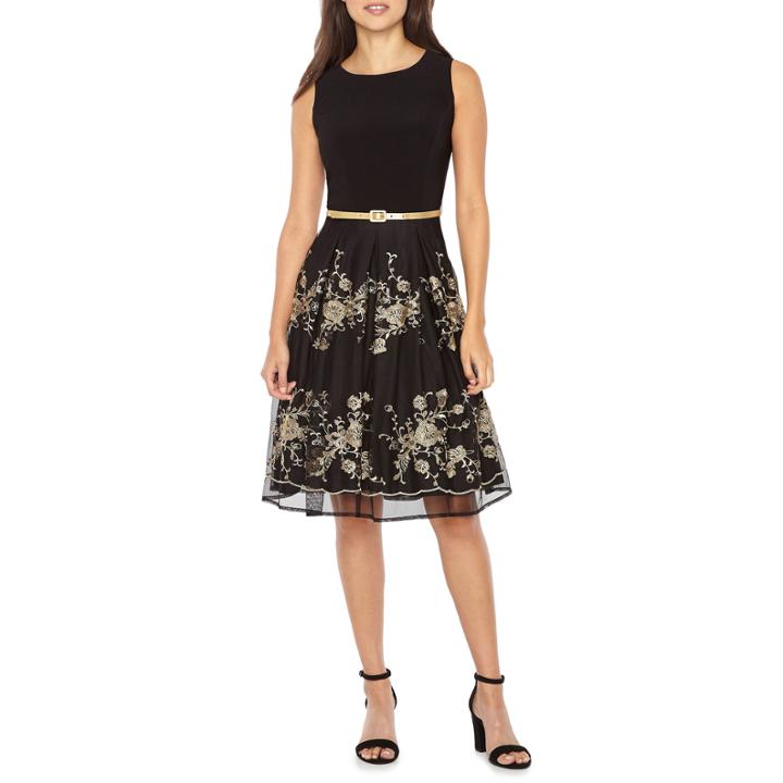 R & K Originals Sleeveless Embroidered Party Dress