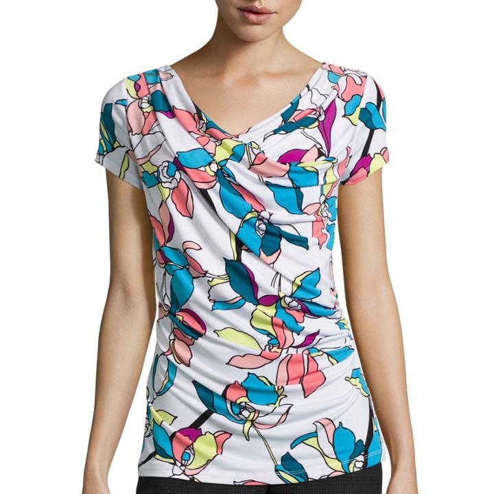 Worthington Cap-sleeve Drape-neck Top