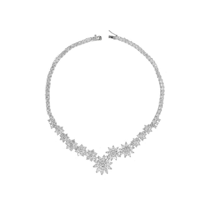 Cz By Kenneth Jay Lane Cubic Zirconia Flower Necklace
