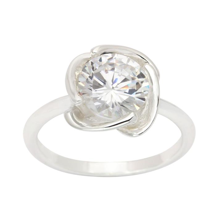 Sparkle Allure Womens Clear Diamond Accent Silver Over Brass Cocktail Ring