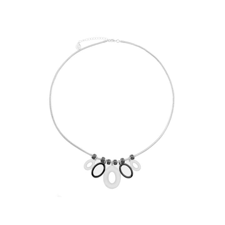 Liz Claiborne Pendant Necklace Silvertone Hematite