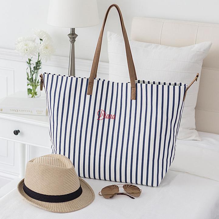 Cathy's Concepts Personalized Striped Overnight Tote