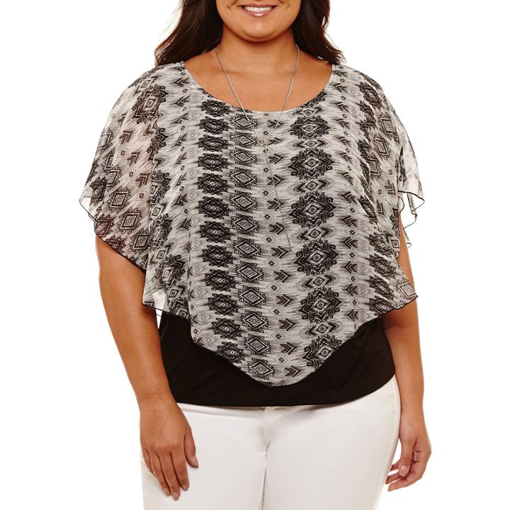 Alyx Short Sleeve Round Neck Knit Stripe Blouse-plus