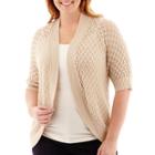 Liz Claiborne Elbow-sleeve Crochet Shrug - Plus