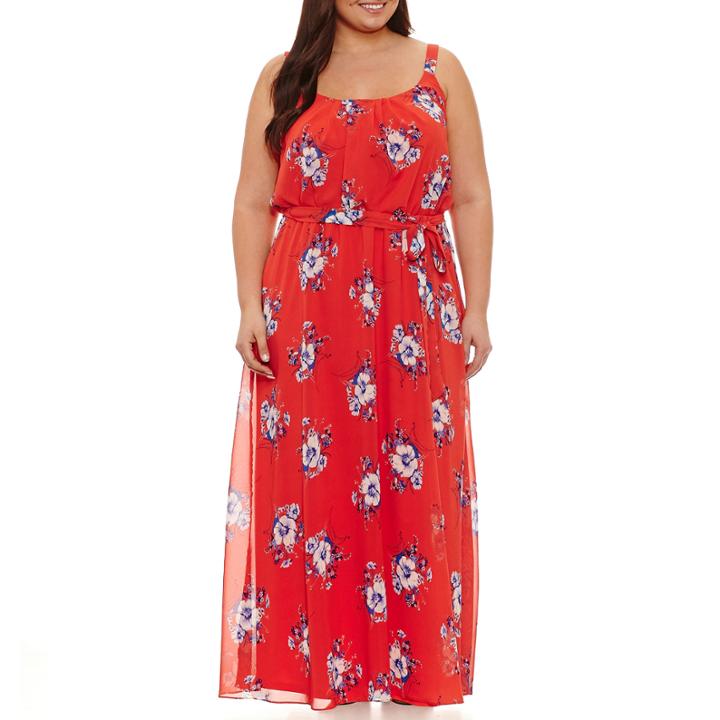 Robbie Bee Sleeveless Floral Maxi Dress-plus