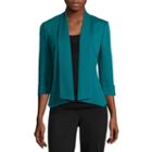 Black Label By Evan-picone 3/4-sleeve Open-front Jacket