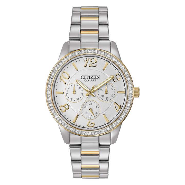 Citizen Womens Two-tone Crystal-accent Chronograph Watch Ed8124-53a