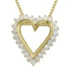Ct. T.w. Diamond Heart 14k Yellow Gold Over Sterling Silver Pendant Necklace
