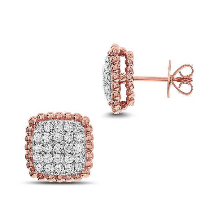 1 Ct. T.w. White Diamond 14k Rose Gold 12.8mm Stud Earrings