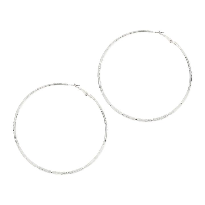 Bold Elements&trade; Silver-tone Thin Hoop Earrings