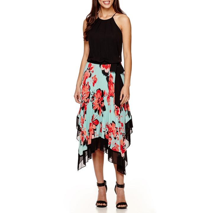 Bisou Bisou Halter Handkerchief-hem Maxi Dress