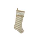 20.5 Tan Brown And White Lace With Burlap And Lace Cuff Christmas Stocking