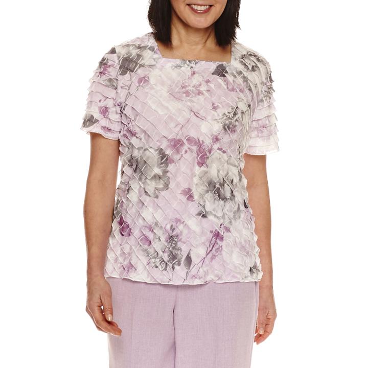 Alfred Dunner Short Sleeve Crew Neck T-shirt-womens
