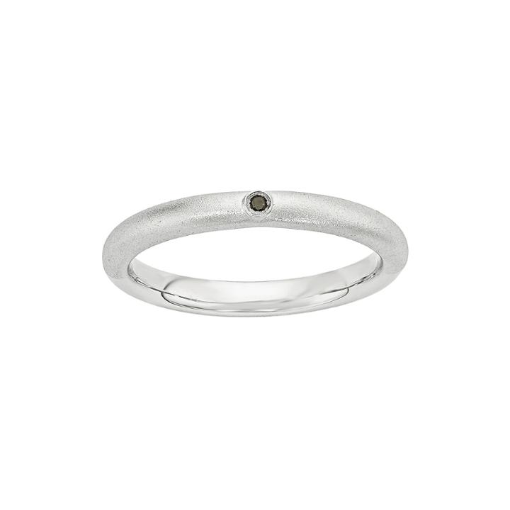 Personally Stackable Color-enhanced Black Diamond-accent Sterling Silver Stackable Ring