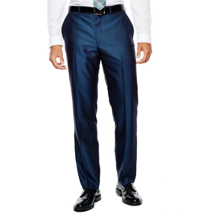 Jf J. Ferrar Blue Luster Herringbone Suit Pants - Slim Fit