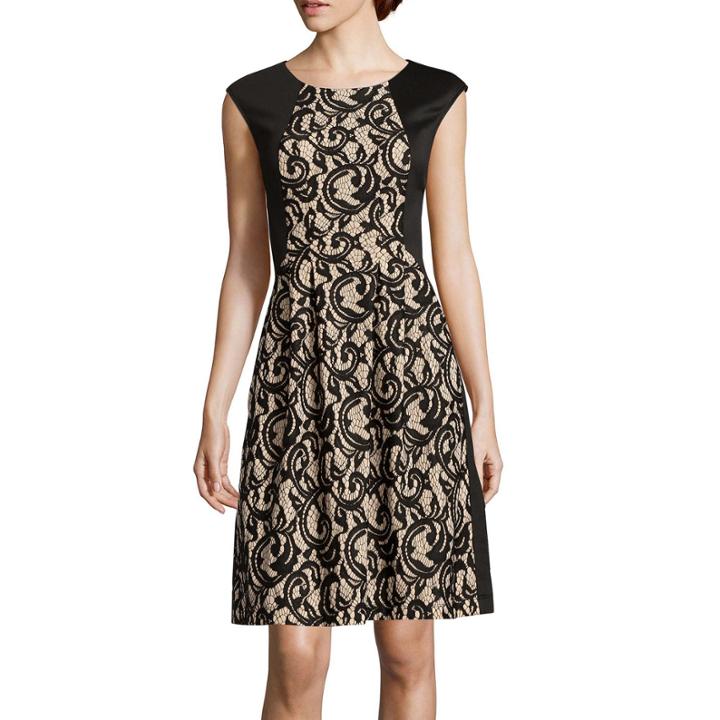 Danny & Nicole Sleeveless Lace Inset Fit-and-flare Dress