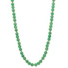 Womens Green Jade 14k Gold Round Strand Necklace