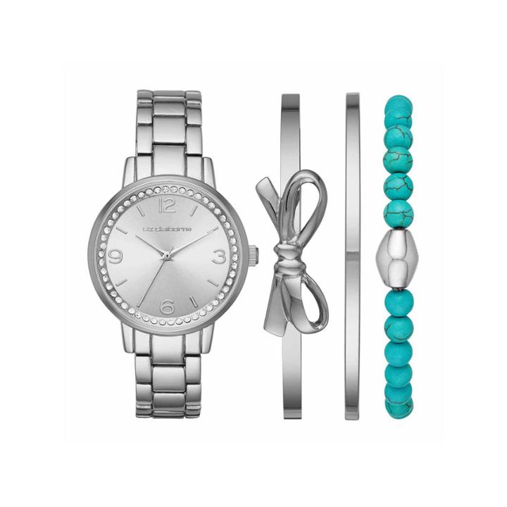 Liz Claiborne Womens Silver Tone Watch Boxed Set-lc9042