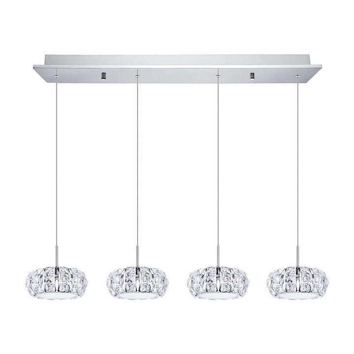 Eglo Corliano Led 7 Inch Chrome Multi Light Pendant Ceiling Light