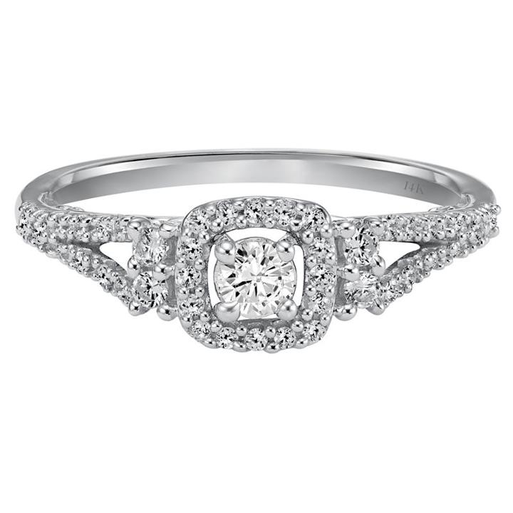 Womens 1/3 Ct. T.w. Round White Diamond 14k Gold Engagement Ring