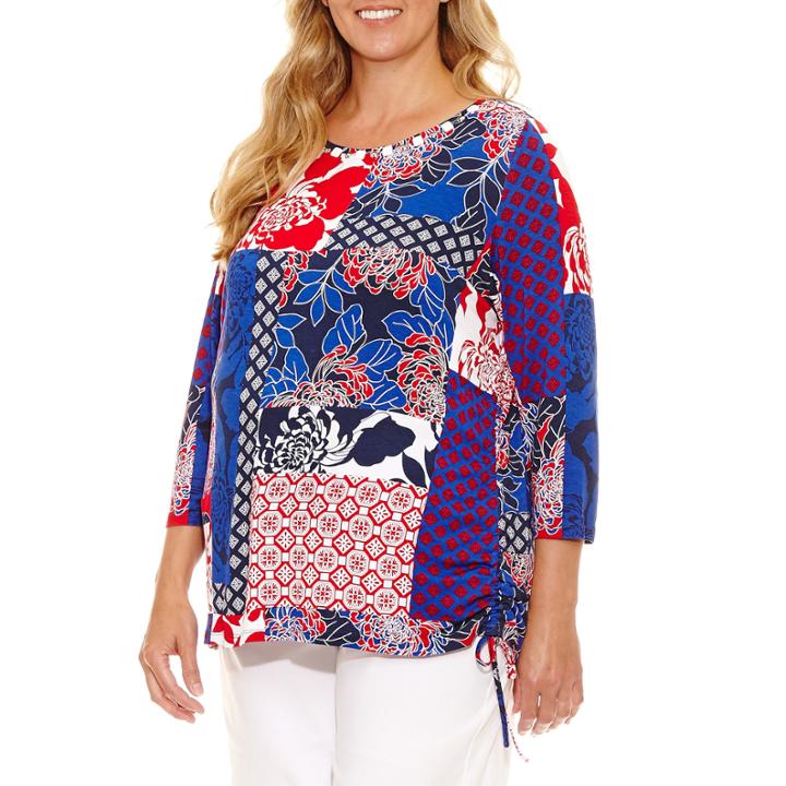 Lark Lane Must Haves Side Ruched Print T-shirt-plus