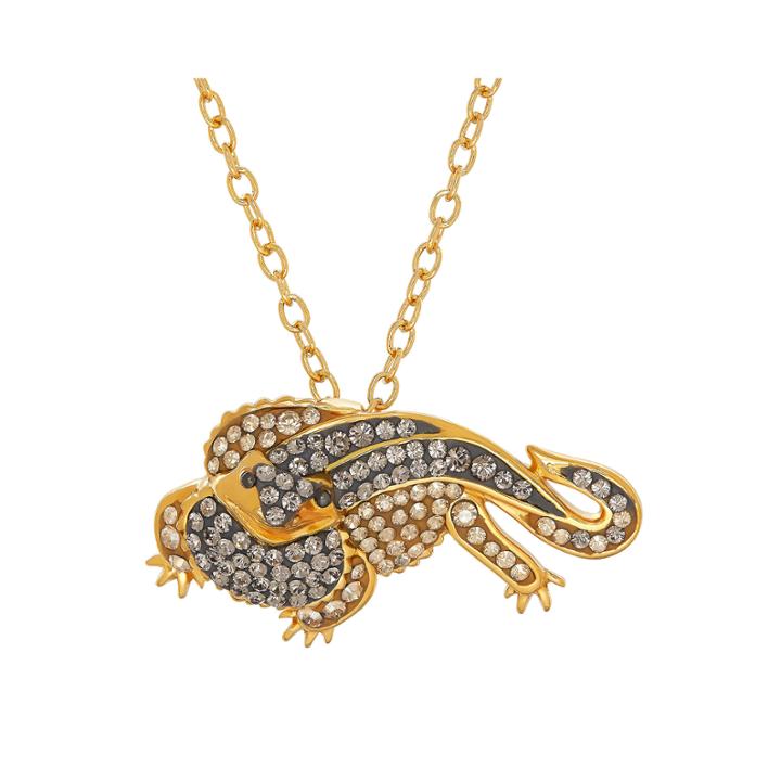 Animal Planet&trade; Australia Crystal Dragon 14k Yellow Gold Over Sterling Silver Pendant Necklace