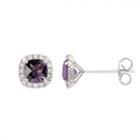 Round Purple Alexandrite Sterling Silver Stud Earrings