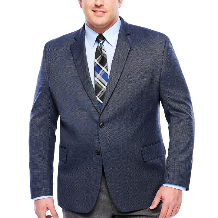 Stafford Year-round Blue Tic Sport Coat-big And Tall