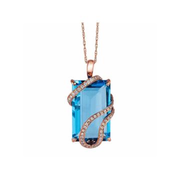 Levian Corp Le Vian Womens 1/5 Ct. T.w. Blue Topaz 14k Gold Pendant Necklace