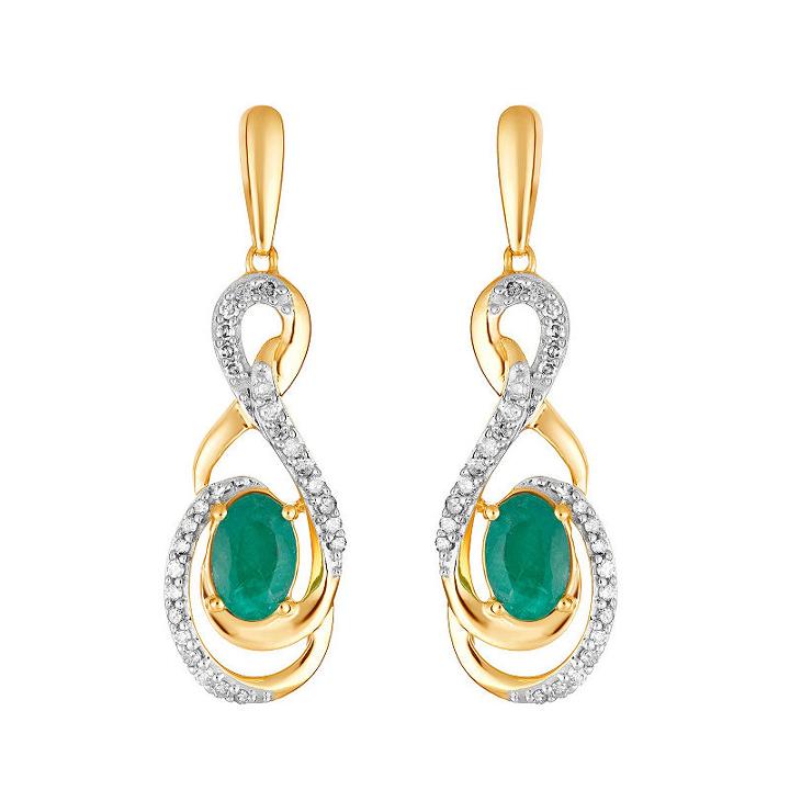 1/5 Ct. T.w. Genuine Green Emerald 10k Gold Drop Earrings