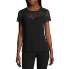 Worthington Short Sleeve Lace Neck T-shirt
